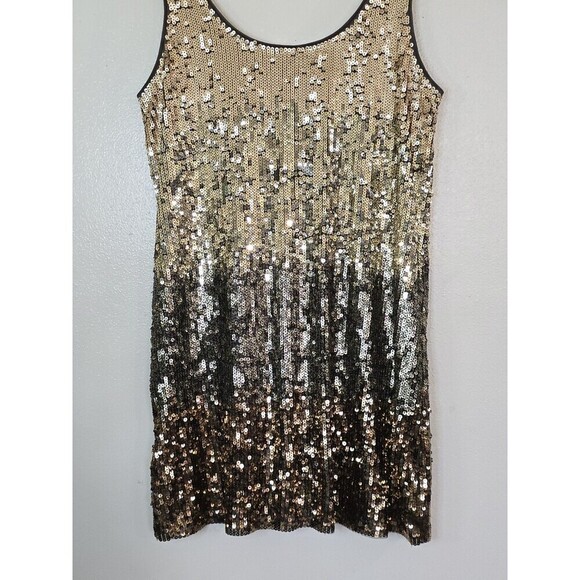 Express Gold Gradient Sequin Mini Dress Womens Size M Lined Party Formal Swiftie - Picture 4 of 9